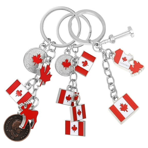 Worgeous 3pcs Canada Keychains Maple Leaf Keychain Fall Autumn Keyring Canadian Souvenir Key Ring Canadian National Day Decorations