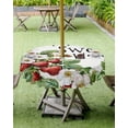 thumbnail image 4 of Fsddascl Strawberry Outdoor Tablecloth - 54 Inch Round Dining Table Cover, Summer Fruits Spring Floral Botanical Waterproof Outdoor Table Cloth with Umbrella Hole & Zipper for Picnic/Patio/Party, 4 of 7