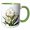 Green/White, variant on 3drose, White Oleander Black Outline Art on White, 15oz Mug