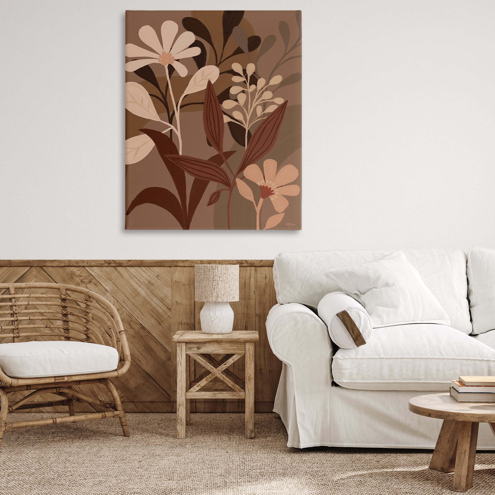 Stupell Industries Muted Boho Botanicals Plants & Flowers Painting Wrapped Canvas Art Print Wall Art, 36 x 48