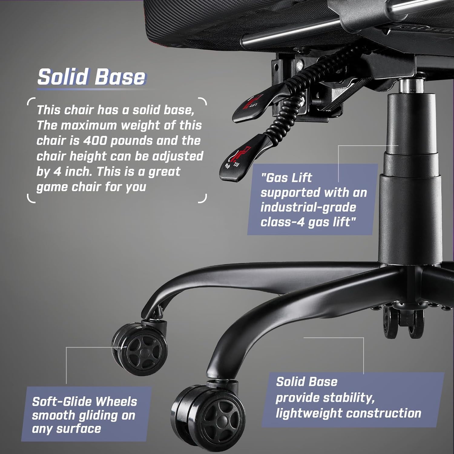 Bossin Big and Tall Gaming Chair 400lb Weight Capacity,Gamer Chairs for Adults,Video Game Chair wth Footrest,Racing Style Computer Gamer Chair with Headrest and Lumbar Support