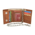 thumbnail image 2 of Men's Biker Chain Trifold Wallets - RFID Blocking Distressed Croco Leather Biker Chain Wallet With Snap Closure Croco Tan, 2 of 7
