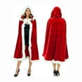 thumbnail image 2 of KAWELL Adult Child Christmas Santa Claus Robe Hooded Cloak, Mrs Santa Claus Velvet Hooded Cape Christmas Robe, 2 of 8