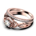thumbnail image 4 of Dazzling Half Halo 1.75 Carat Round Cut Diamond Moissanite Engagement Ring Wedding Ring in 925 Sterling Silver With 18k Rose Gold Plating, Promise Ring, Bridal Set, Matching Band, 4 of 4