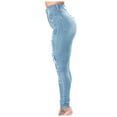 thumbnail image 6 of 50% Off Clear! asdoklhq Women's Plus Size Pants,Women Slim Washed Ripped Hole Gradient Long Jeans Denim Regular Pants, 6 of 8