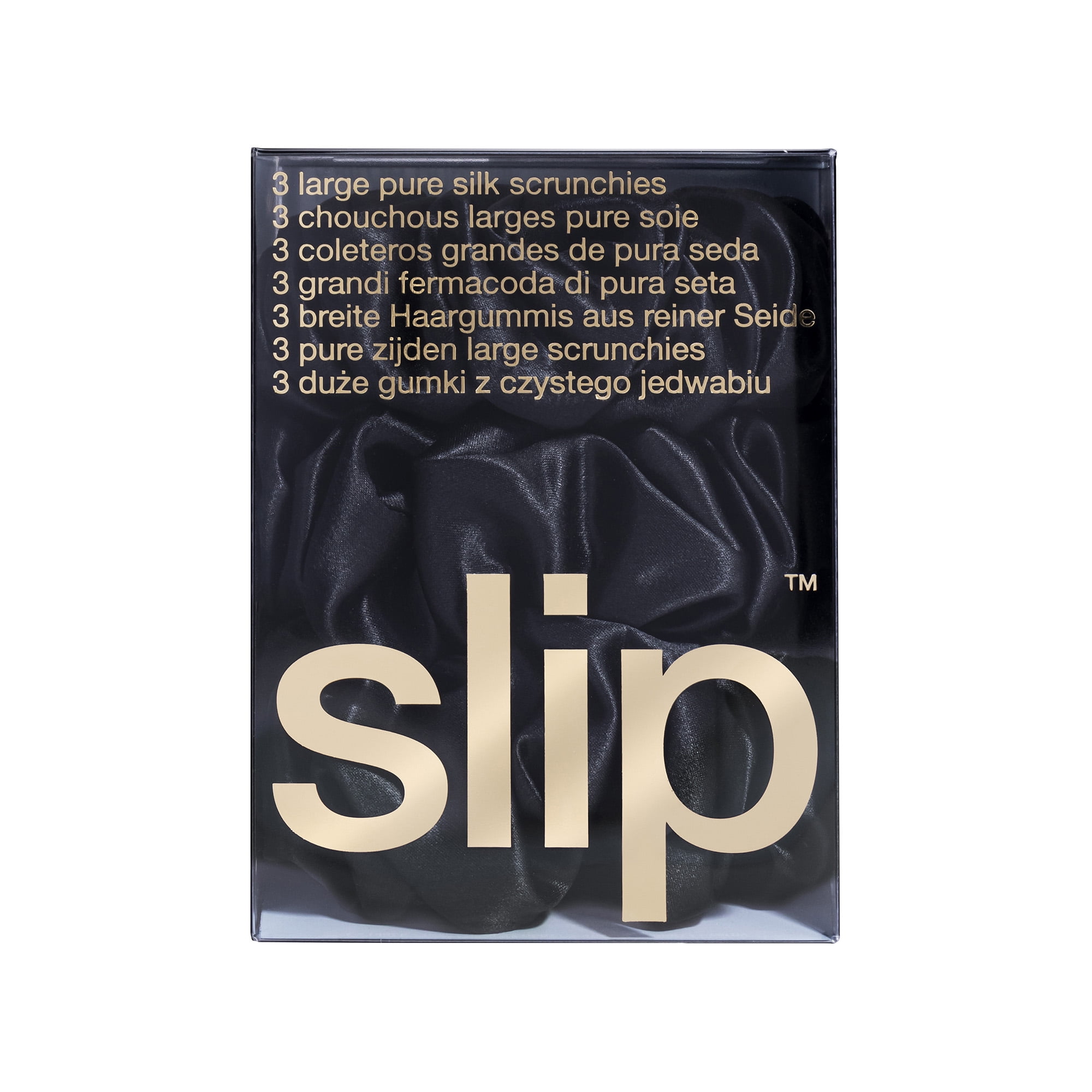 Slip Pure Silk Scrunchies Hair Tie, Black, 3 ct