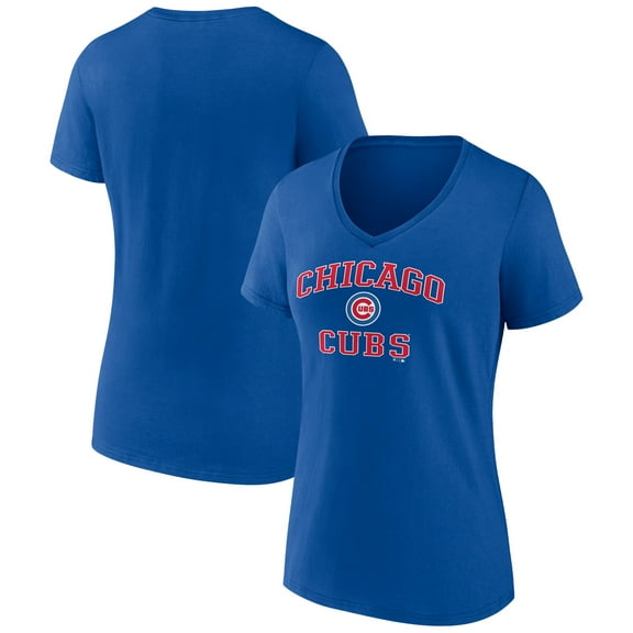 Women's Royal Chicago Cubs Heart and Soul V-Neck T-Shirt