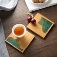 thumbnail image 4 of Bamboo Wood Coaster,Epoxy Resin Craft Kit River Edge Coaster Cup Holder, 4 of 8