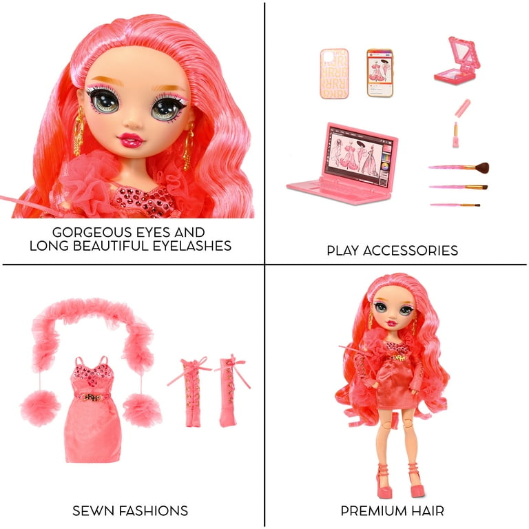 Rainbow High Pinkly - Pink Fashion Doll in Fashionable Outfit, with Glasses  & 10+ Colorful Play Accessories. Gift for Kids 4-12 Years and Collectors