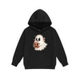 thumbnail image 5 of SYMOID Boys Hall-oween Tracksuit 2-Piece Ghost Print Hoodie & Jogger Pants Black Soft Fleece Sweatshirt Costume Set for Kids Ages 4-12,Size 4 T, 5 of 5