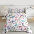 thumbnail image 2 of Feelyou Cute Butterfly Full Size Comforter Sets for Teen, Leaf Botanical Plant Bedding Comforter Set, Kawaii Cartoon Animal Reversible Bedding Sets, Lightweight Room Decor, 3pcs, 2 of 8