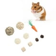 Hamster Chew Toys Set Corn Leaf Balls Branch Pine Cubes Carrots Teeth
