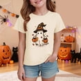 thumbnail image 2 of Qopobobo Halloween Shirts for Kids Girls Halloween Short Sleeve T-Shirt for Kids Size 7-8 Years(Beige, 7-8 Years), 2 of 5