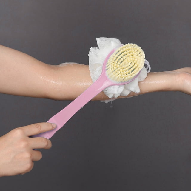 Aursykel Double Sided Body Brush with Stiff and Soft Bristles for Exfoliating and Massaging Skin Suit for Shower and Bath Use Lightweight Long Handle Design for Improved Control
