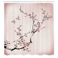 thumbnail image 2 of Ambesonne Nature Shower Curtain, Birds Cherry Branches Style, 69"Wx75"L, Rose Black, 2 of 4