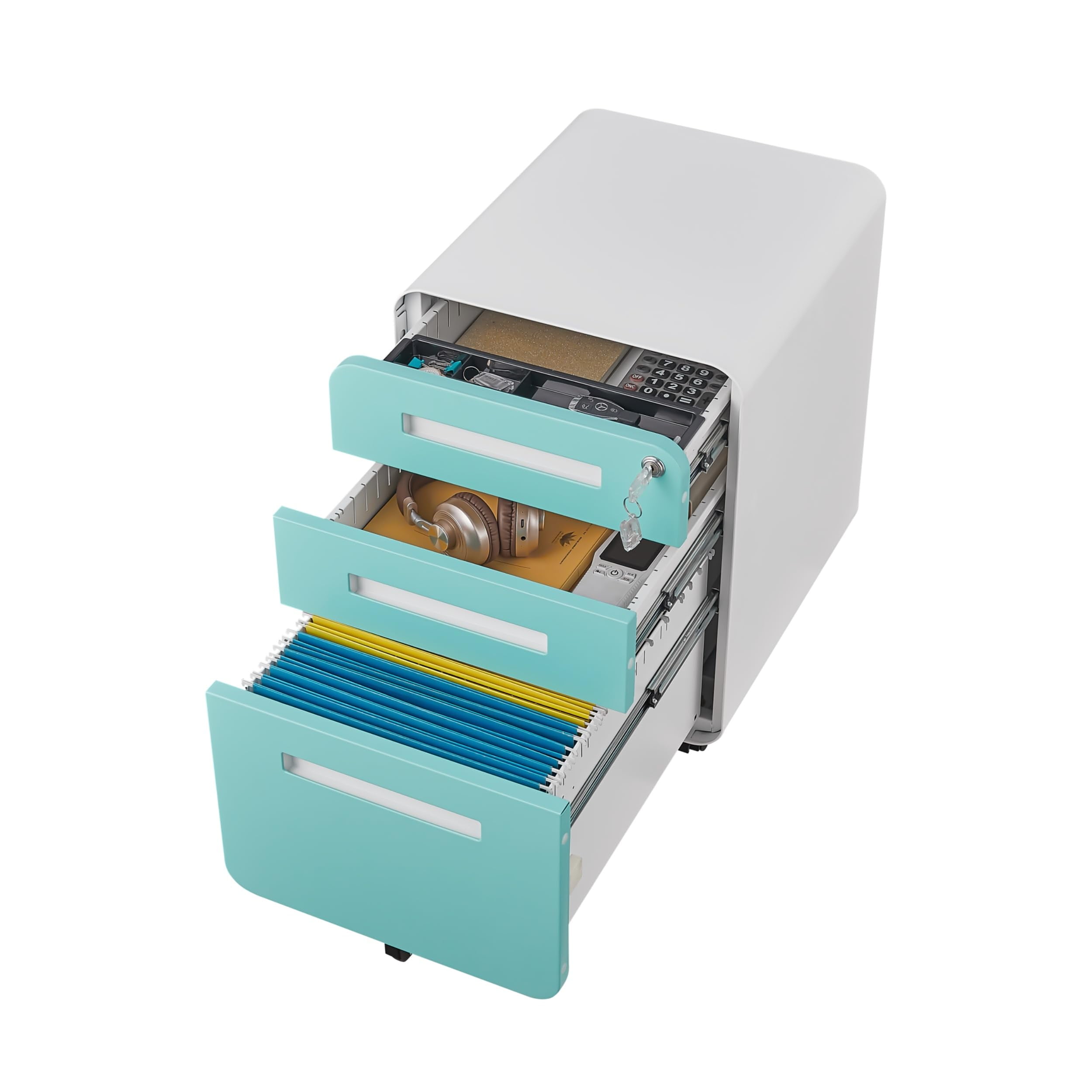 3 Drawer Mobile File Cabinet with Lock,Rolling File Cabinets,Under Desk Small File Caninet on wheels,Metal Vertical Filing Cabnet for Legal/Letter/A4,Fully Assembled