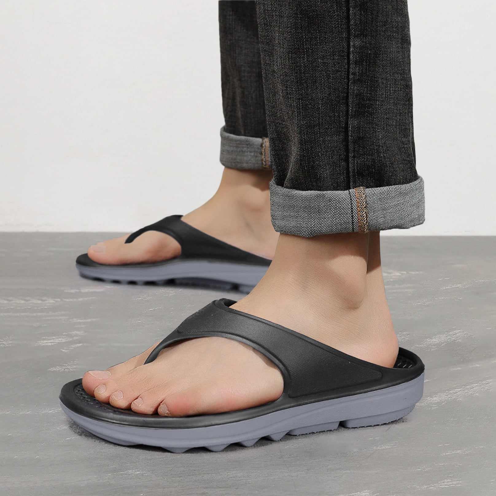 Flip Flops for Men Thong Sandals Thick Cushion Non Slip Pool Shower Sandals