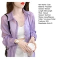 thumbnail image 6 of Mdesiwst Summer Sunscreen Coat Solid Color Long Sleeves Thin Turn-down Collar Pocket Anti-UV See-through Single-breasted Cycling Shirt Women Clothes, 6 of 6