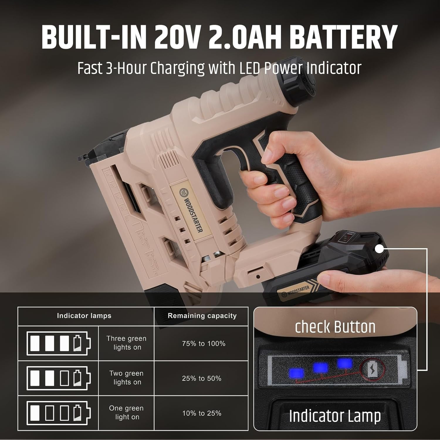 Cordless 2-in-1 Brad Nailer (Battery & Charger), 18GA Nails (5/8"-1-1/4") & Staples (5/8"-1"), 6-Level Depth Adjustment, LED Light, Safety Lock, 2000 Nails Included,