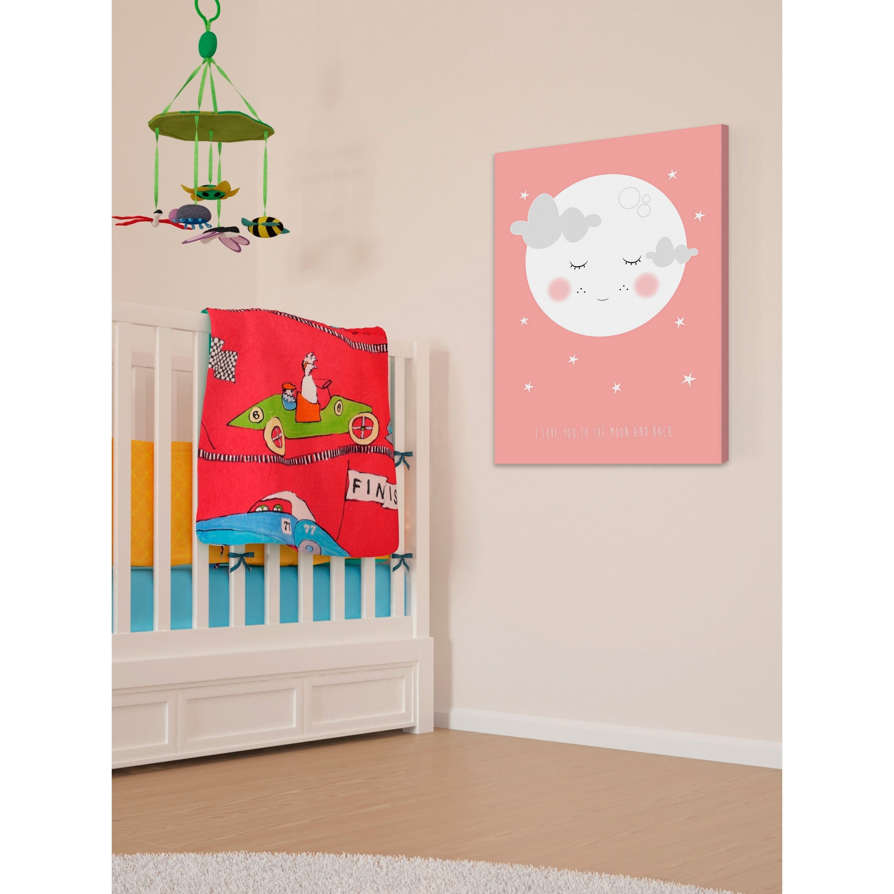 MARMONT HILL  - 'Moon Face Pink' by Karen Zukowski Painting Print on Wrapped Canvas - Multi-Color 30 x 45