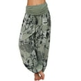 thumbnail image 3 of AWXNJUX Flowy Pants for Women Women's Hippie High Waist Loose Casual Wide Leg Plus Size Women's Trousers Harem Pants Casual Pants Palazzo Pants Woman's Pants (Army Green,XXXXL), 3 of 4