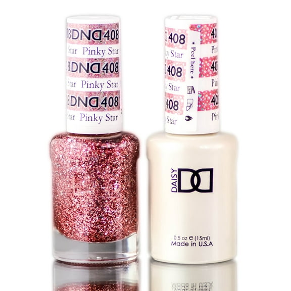 Daisy DND Pinks & Oranges Soak Off GEL POLISH DUO, All In One Gel Lacquer   Matching Nail Polish Color - Pinky Star (408)