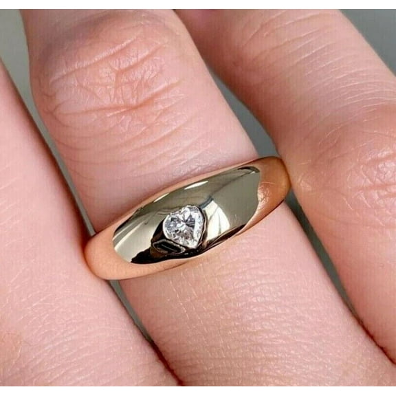 1.50Ct Heart Cut Diamond Engagement Wedding Dome Ring 14K Yellow Gold Plated