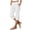 White, variant on Women's High Waisted Elastic Straight Leg Split Hem Cropped Capri Pants with Button Detail & Side Pockets for Summer Vacation Casual Daily Wear