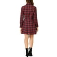 thumbnail image 3 of INSPIRE CHIC Women's Plaid Button up Point Collar Long Sleeve A-Line Dress XS Red, 3 of 6