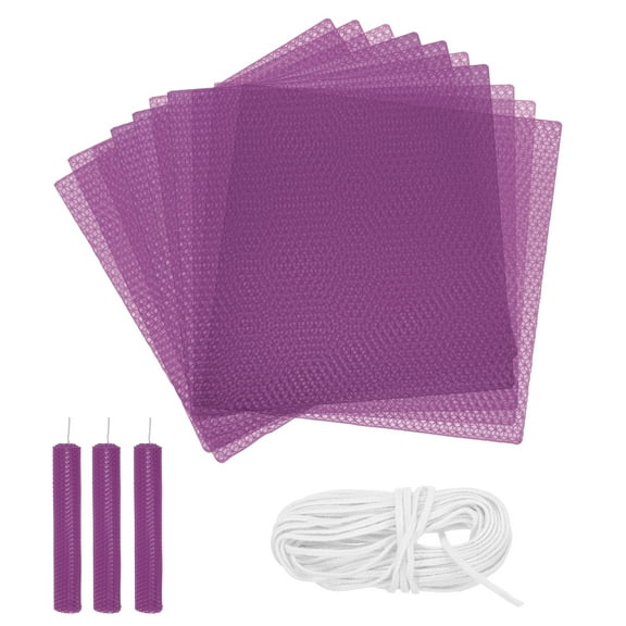 10pcs Beeswax Candle Making Kit, 8"x8" Purple Beeswax Sheet with 1pcs Wick