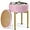 Pink, variant on 18-Inch Leather Vanity Stool Chair with Storage, Vanity Bench with 4 Golden Metal Legs & Anti-Slip Adjustable Feet,Round Storage Ottoman Stool with Removable Soft Padded Seat, White