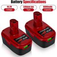 thumbnail image 4 of 2Pack 19.2V 6.0Ah Lithium Replacement Battery and Charger for Craftsman 19.2V Battery C3 130279005 1323903 130211004 11045 315.115410 315.11485  Drill Driver, 4 of 10