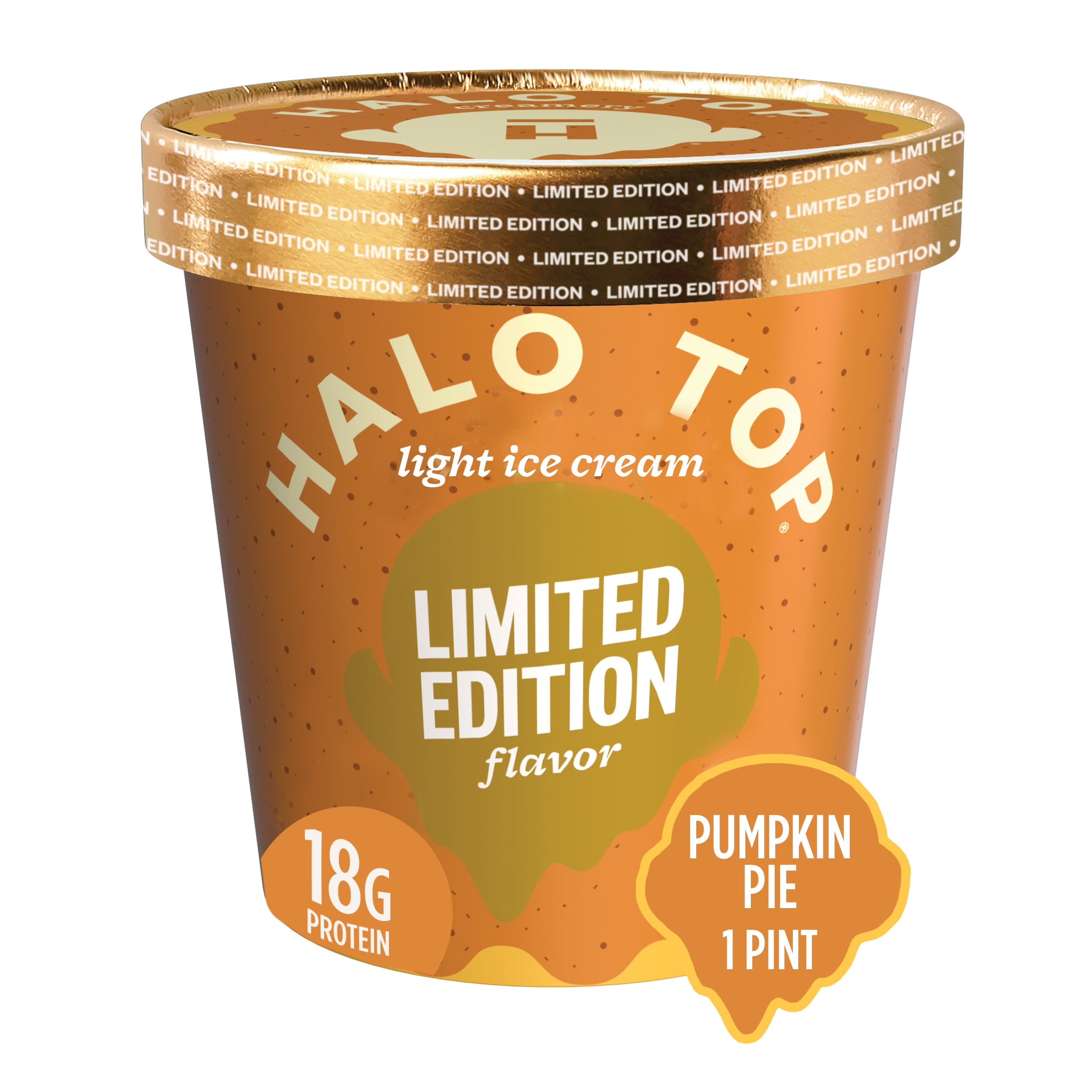 Halo Top Limited Edition Pumpkin Pie Light Ice Cream, 16 fl oz Pint