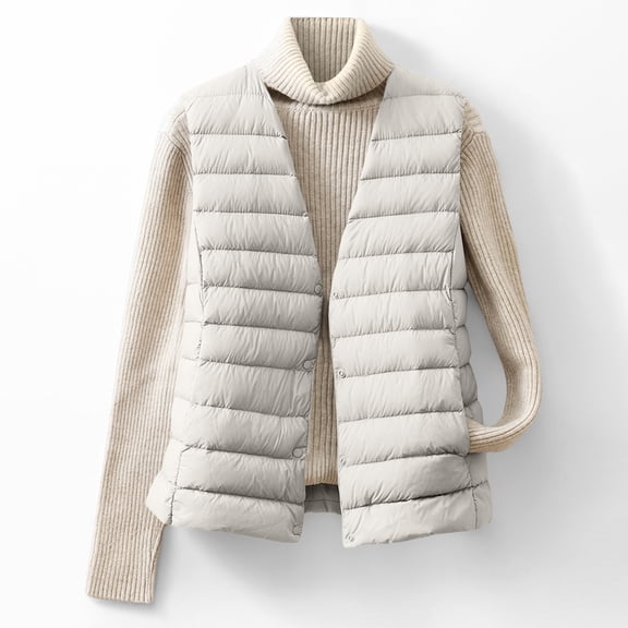cocolona Lightweight Puffer Vest for Women Sleeveless Button Up Puffer Jacket Casual Solid Color Quilted Jackets Winter Warm Puffer Down Coat