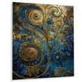 thumbnail image 2 of Designart "Melodies of Boho Blue And Gold II" Boho Feather Metal Art Living Room, 2 of 5