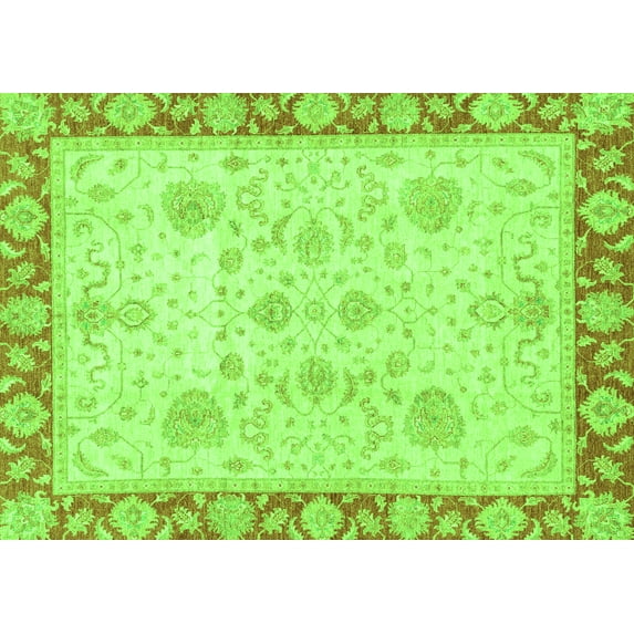 Ahgly Company Indoor Rectangle Oriental Green Traditional Area Rugs, 5' x 7'
