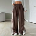thumbnail image 2 of VNKIDY Women's Casual Pants Solid Color Side Bow Wide Leg Pants Elastic Waisted Stylish Design Soft Fabric Trousers For Casual Daily Outdoor Leisure Activities Fashionable Trousers, 2 of 9