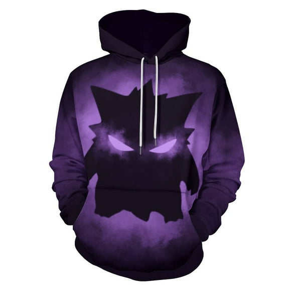 Gengar Hoodies for Men Women 3D Print Pullover Novelty Hooded Sweatshirt Hoodies with Big Pockets S