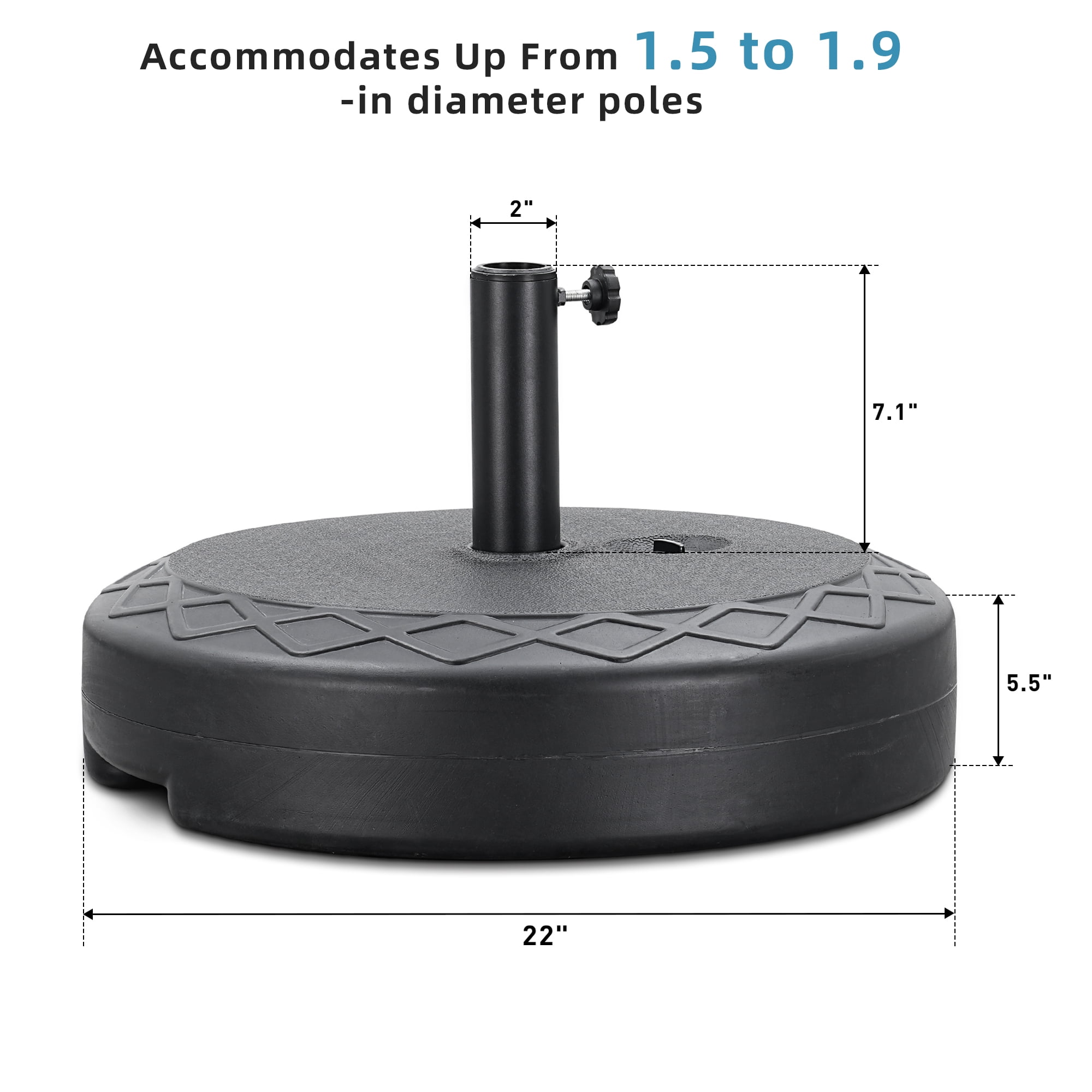 Autlaycil Outdoor Umbrella Base Water Filled 67lbs, Sand Filled 95lbs