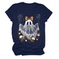 thumbnail image 4 of Halloween Shirts for Women T-Shirts for Women Casual Graphic Tee with Round Neck and Distinct Pattern Seasonal Summer Out for Jeans Blue XL, 4 of 5