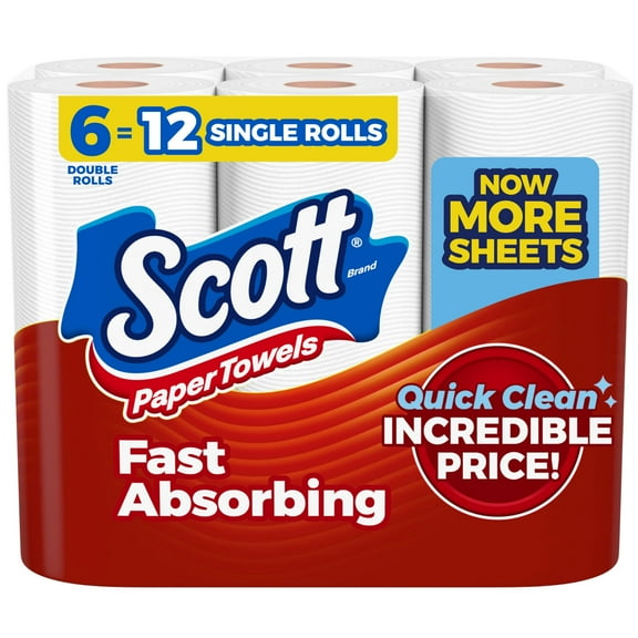 Scott Paper Towels, Choose-A-Sheet, AIF9 6 Double Rolls = 12 Regular Rolls (108 Sheets Per Roll)