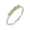 thumbnail image 2 of Gemistry Heidi 14kt White Gold Peridot Gemstone Stackable 3-Stone Baguette Ring, 2 of 5