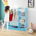 thumbnail image 4 of Gymax 39.5" Blue MDF Solid Wood Kids Dress-Up Armoire Dresser, Easy to Assemble and Clean, 4 of 9