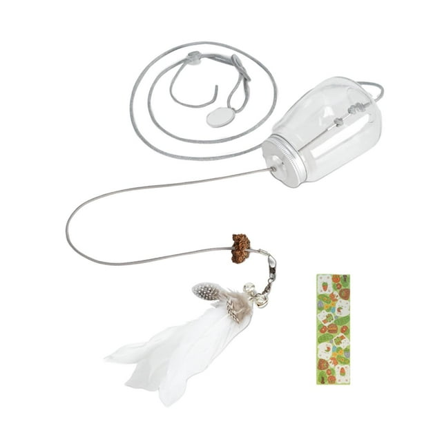 GROWTH TANK Cats Leaking Food Toy Ceiling Hanging Scratch Rope Feeder Teaser with Bells Food
