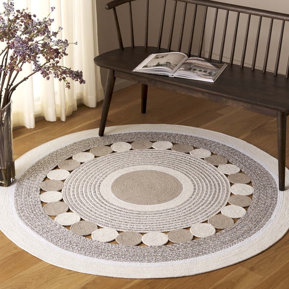 Safavieh Braided Haven Geometric Reversible Area Rug, Beige/Ivory, 5' x 5' Round