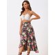 thumbnail image 2 of Falda Allegra K Bohemio con volantes y estampado floral Negro L, 2 of 5