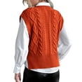 thumbnail image 3 of Women V Neck Sweater Vest Sleeveless Knit Solid Casual Ribbed Preppy Pullover Tops, 3 of 5