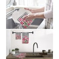 thumbnail image 5 of Pink Tulip Flowers Kitchen Dish Towels for Drying Dishes Set of 4, Black Buffalo Plaid Spring Floral Plants Waffle Weave Microfiber Hand Tea Bathroom Towels Quick Dry & Absorbent Towel 15.7x23.6, 5 of 7