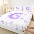 thumbnail image 3 of Castle Fairy Monogrammed Letter G 4Pcs Bed Sheets for Teens Boys Girls,Kawaii Bow King Sheets,Geometric Stripes Super Cozy Sheet Set,Super Cozy Room Decor, 3 of 7