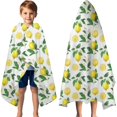 thumbnail image 3 of Yellow Lemon Fruit Slices White Pattern Hooded Bath Towel，60"x35" for Ages 3 To 12 Kids, Quick Dry Lightweight Soft Microfiber Hood Beach Towel Cover Up for Kids, 3 of 7